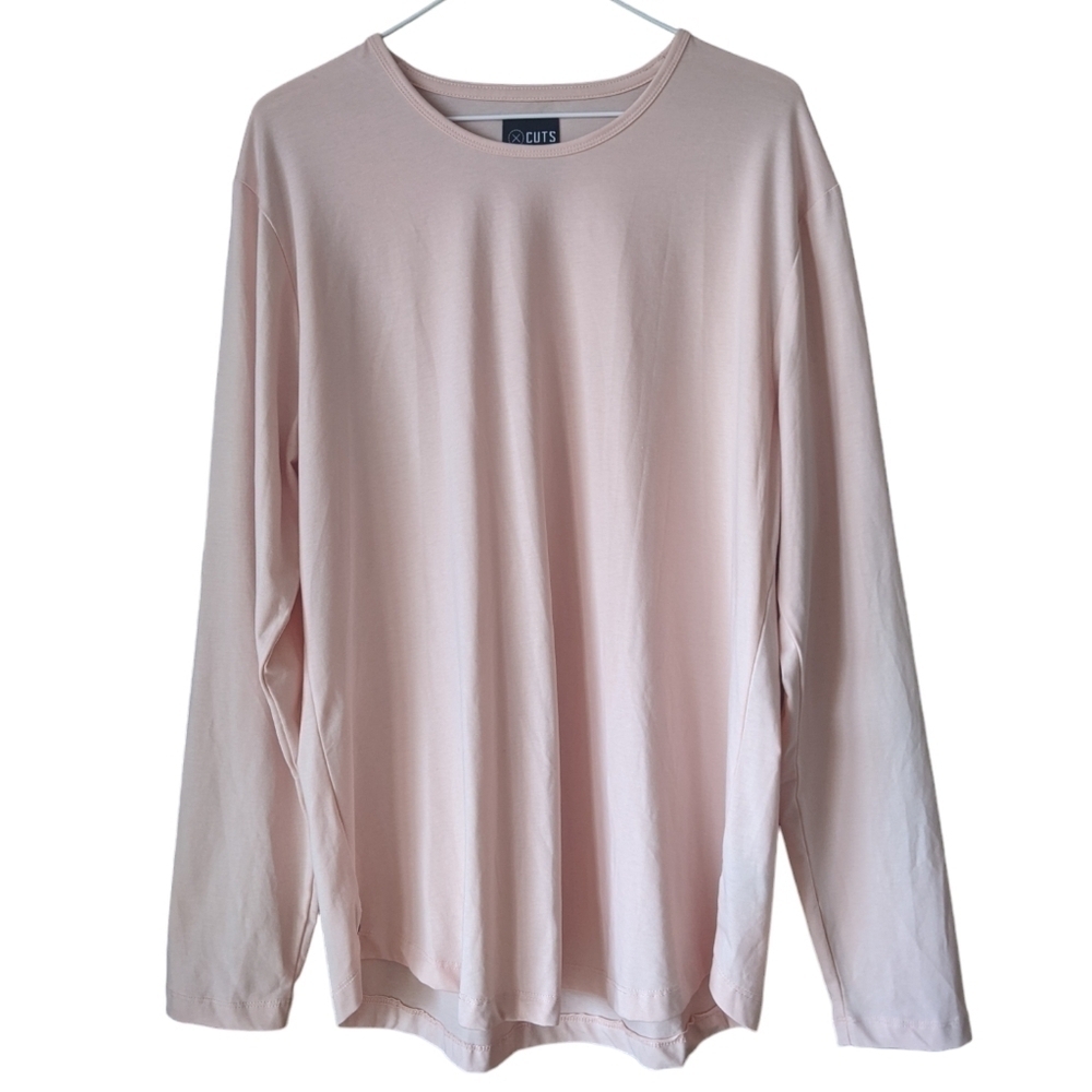 Cuts Clothing AO Long Sleeve Curve-Hem Tee XL Pale Pink